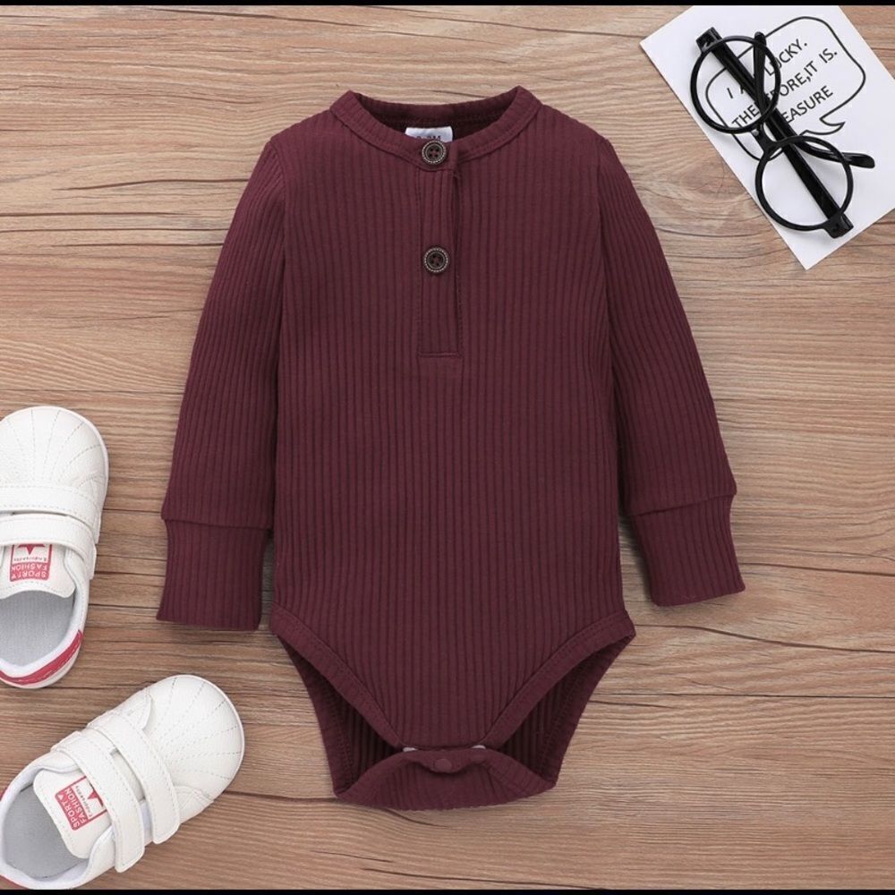 NEW Size 18-24 months, girls baby one piece, romper, red, burgandy, long sleeved